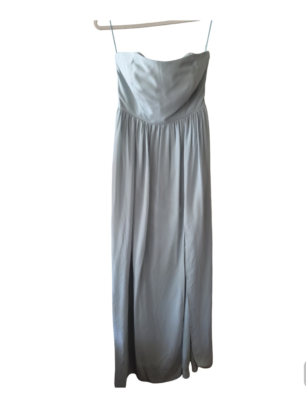 Birdy Grey Light Blue Strapless Maxi Dress with Spaghetti Straps